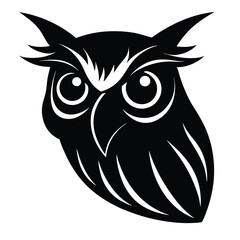 Owl head silhouette vector illustration 