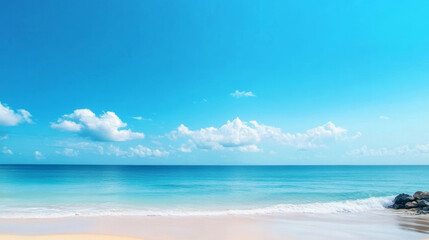 Fototapeta premium Beautiful Blue Sky, White Clouds, and Ocean Wallpaper Background