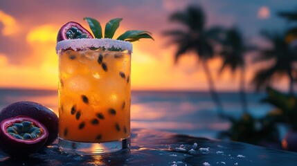 Passionfruit cocktail sunset image