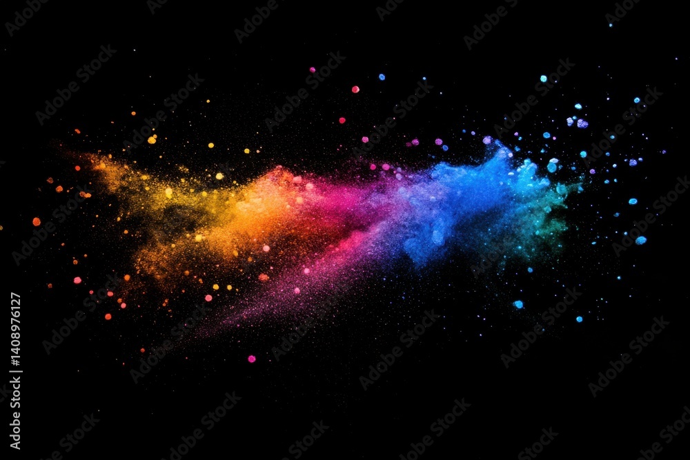 Poster colorful light spots create vibrant patterns against a black background showcasing artistic explosio