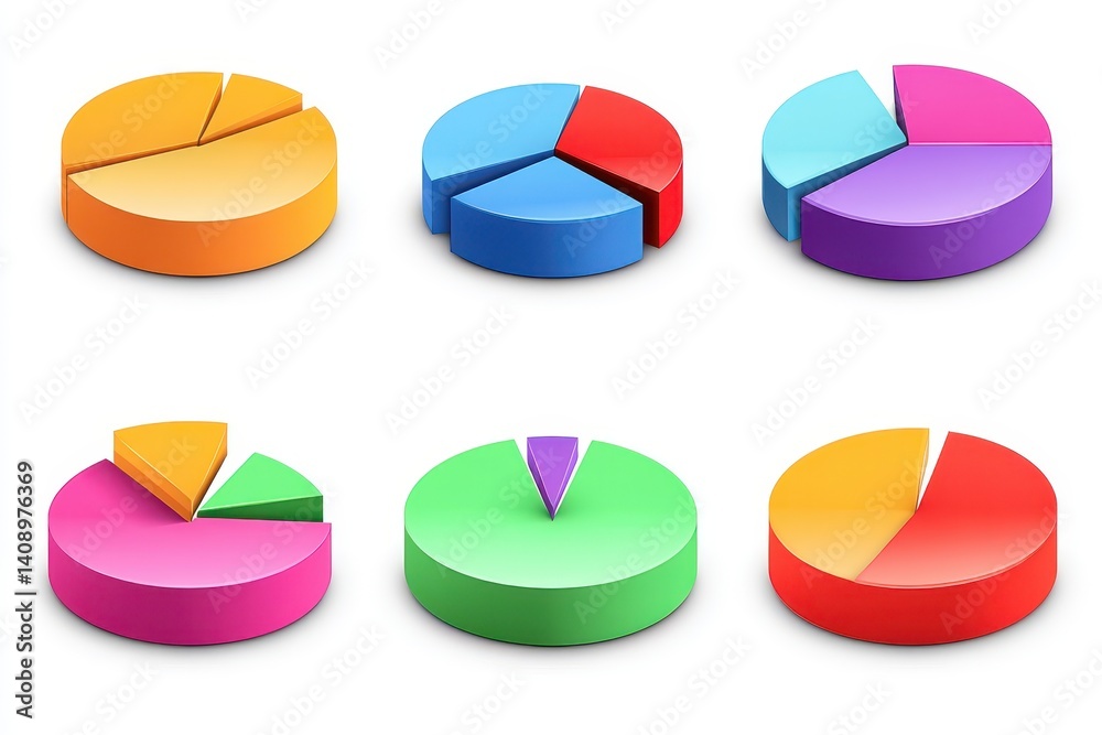 Poster statistical data analysis represented through colorful pie charts in a professional setting, pie cha