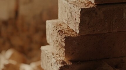 A construction worker stacking bricks for wall construction. Featuring manual labor and masonry skills