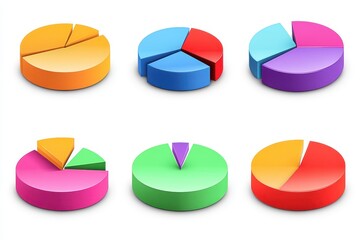 Statistical data analysis represented through colorful pie charts in a professional setting, pie charts showing statistical data and analysis