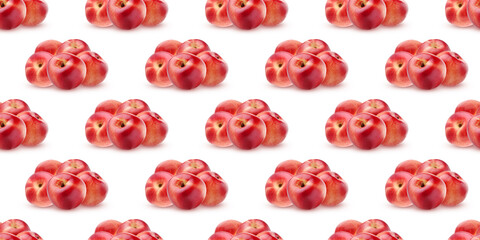 Ripe nectarines forming a seamless pattern on white background