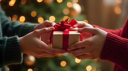 woman holding christmas gift