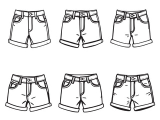 Denim shorts line art illustration