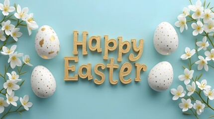 Happy Easter banner of  flower
