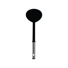 Plastic Spatula with brushed metal handle, kitchen utensils for cooking, vector illustration on white background.