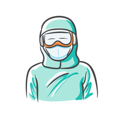healthcare worker with ppe icon, healthcare worker with ppe vector illustration-simple illustration of healthcare worker with ppe, perfect for healthcare worker with ppe logos and icons