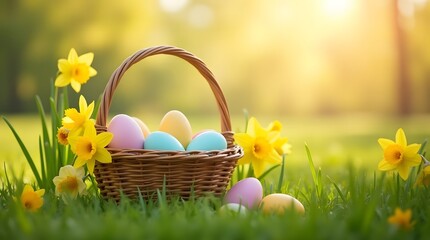 easter eggs in a basket