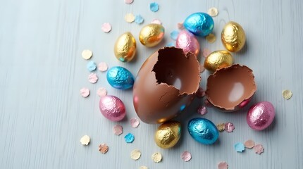chocolate easter eggs with ribbon