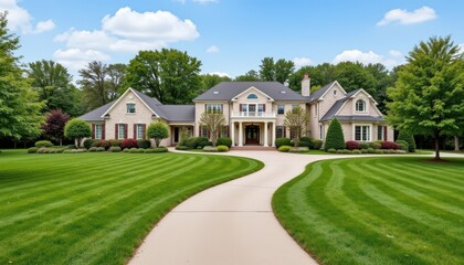 The elegant mansion, nestled in a secluded area, could only be reached by a sweeping driveway that ran through vast green lawns.