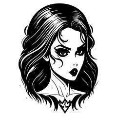 Monochrome Portrayal of a Mystical Woman's Gaze