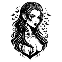 Captivating Vampire Goth Portrait Illustration