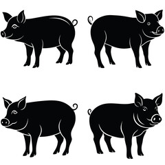 Vector pig silhouette. Pig silhouette icon isolated on white background.