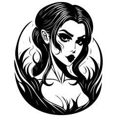 Monochrome Femme Fatale Vector Illustration Art