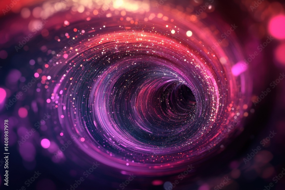 Poster Swirling circle particles create captivating star trail effect in vibrant colors, circle particles star trail
