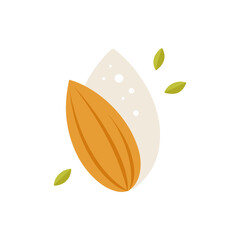 Almond Milk with Vanilla Specks on Transparent Background  
