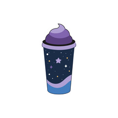 Galaxy Latte with Edible Glitter on Transparent Background  
