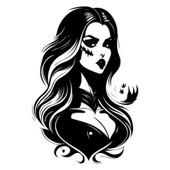 Elegant Gothic Woman with Halloween Makeup Vector