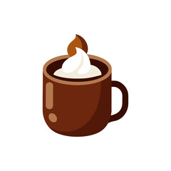 Hot Chocolate with Melting Marshmallow on Transparent Background  