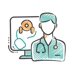 Fototapeta premium remote doctor icon, remote doctor vector illustration-simple illustration of remote doctor, perfect for remote doctor logos and icons