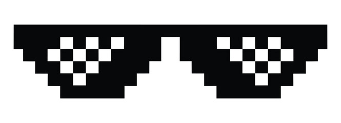Pixelated Sunglasses Meme Graphic for Digital Design