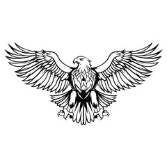 Obraz premium This project features a bold, symmetrical line art illustration of an eagle with its wings fully spread, showcasing a powerful and commanding pose