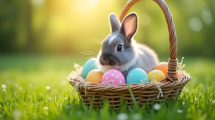 easter bunny with easter eggs