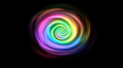 Vibrant, swirling, colorful spiral design on a black backdrop.