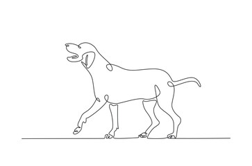 Cute dog in continuous one line drawing. Single line art illustration of cute puppy. Editable vector.