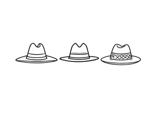 Panama hat line art vector illustration