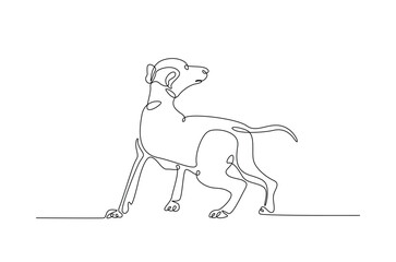 Cute dog in continuous one line drawing. Single line art illustration of cute puppy. Editable vector.
