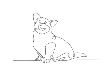 Cute dog in continuous one line drawing. Single line art illustration of cute puppy. Editable vector.