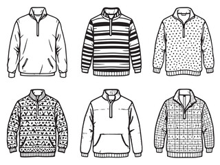 Quarter zip pullover line art vector illustration © Nazma Begum