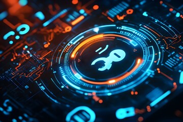 Futuristic Tech Interface with Icon