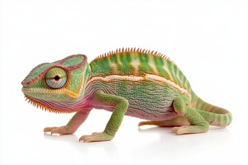 Obraz premium Chameleon on a white background with no shadows, isolated.