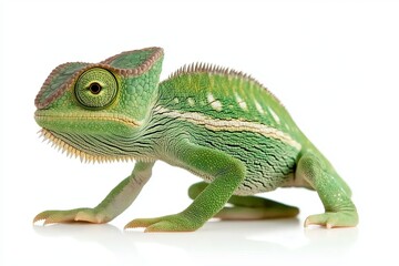 Obraz premium Chameleon on a white background with no shadows, isolated.