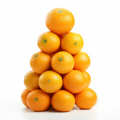 Stacked Orange Fruit Pyramid Pile on White Seamless Background Healthy StillLife