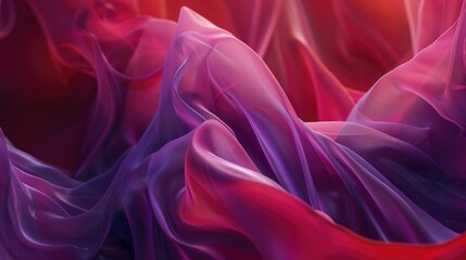 Obraz premium a close up view of a wave and some abstract etc. swirls, flowing fabrics, nature-inspired shapes, dark violet and light red, unreal engine