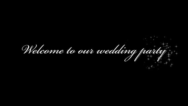 Welcome to our wedding partyの筆記体の文字を書くアニメーション