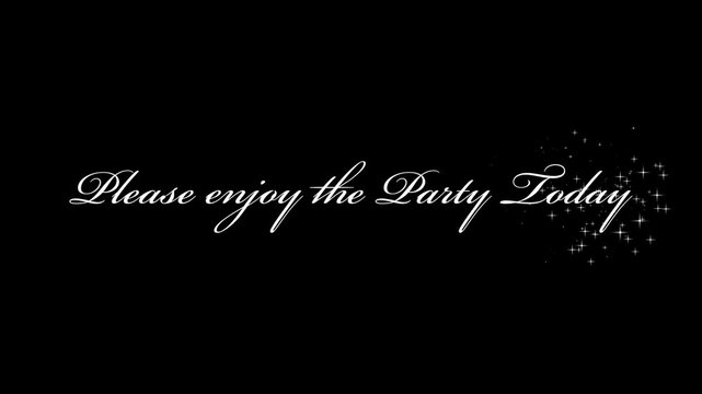 Please enjoy the Party Todayの筆記体の文字を書くアニメーション