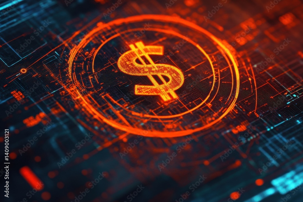 Poster data processing and visualizations featuring financial transaction diagrams over digital interface, 