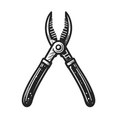 Create a tongs silhouette vector style with white background