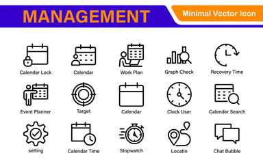 Management Administration and Scheduling Organizer Icons - Professional Vector Illustrations