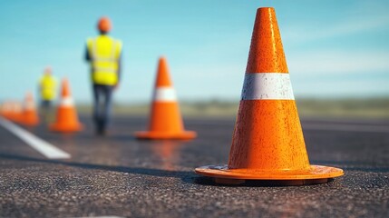 Traffic management safety procedures construction site visual content outdoor environment close-up viewpoint