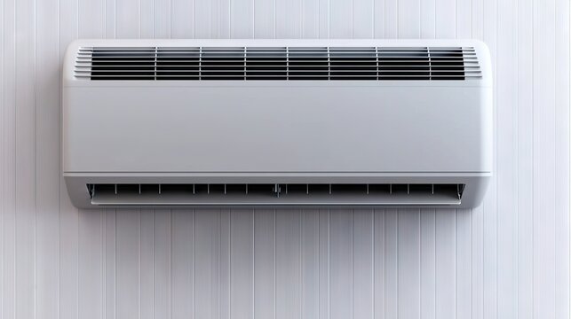 Cooling action air conditioning unit installed in modern home interior minimalist design indoor environment