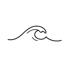 Ocean Wave Silhouette: Minimalist line art captures the dynamic energy of an ocean wave, with a smooth curve and a sense of motion.
