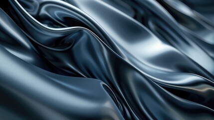 Fototapeta premium a close up view of an abstract minimalistic wave, swirls, flowing fabrics, nature-inspired shapes, light silver and dark blue indigo, unreal engine