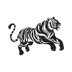 Minimalist tiger vector art black and white vector isolated illustration